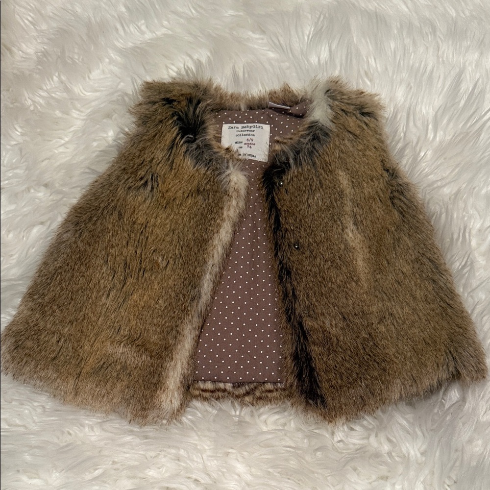 Zara Kids Tan Faux Fur Vest